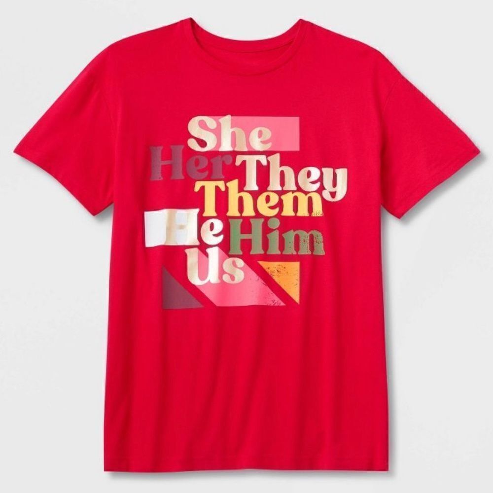 3For$20 Pride Adult Tee Pronoun Red size Large